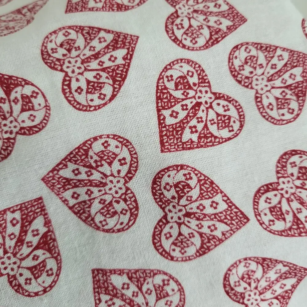 Handmade Skirt Womens XS S Heart Bow Print White Red Valentines Spring Summer